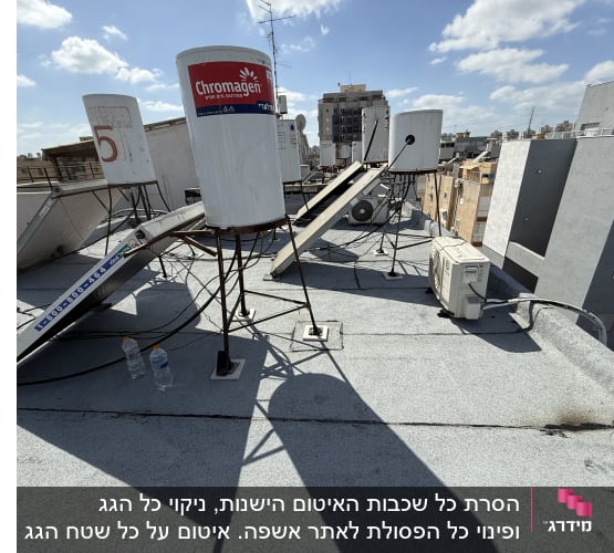 מערכת דודי שמש על גג עם קולטים